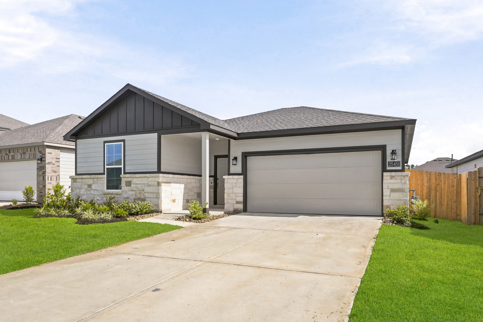 A house with a garage.
