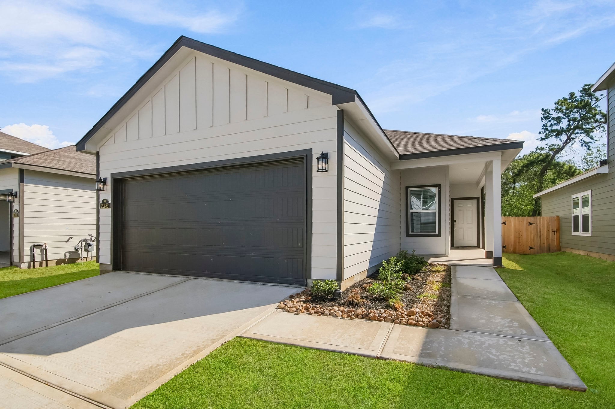 A house with a garage.