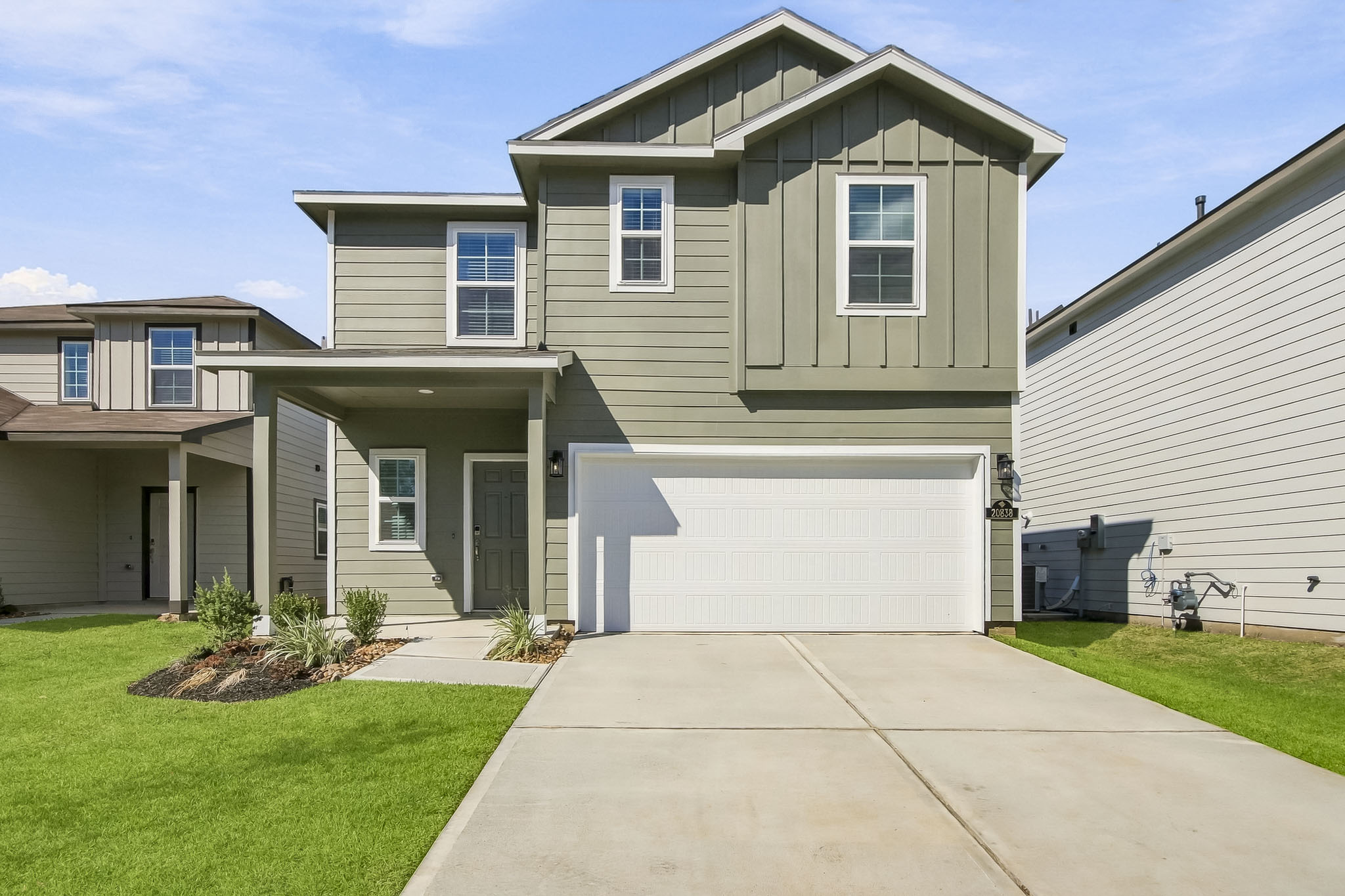 A house with a garage.