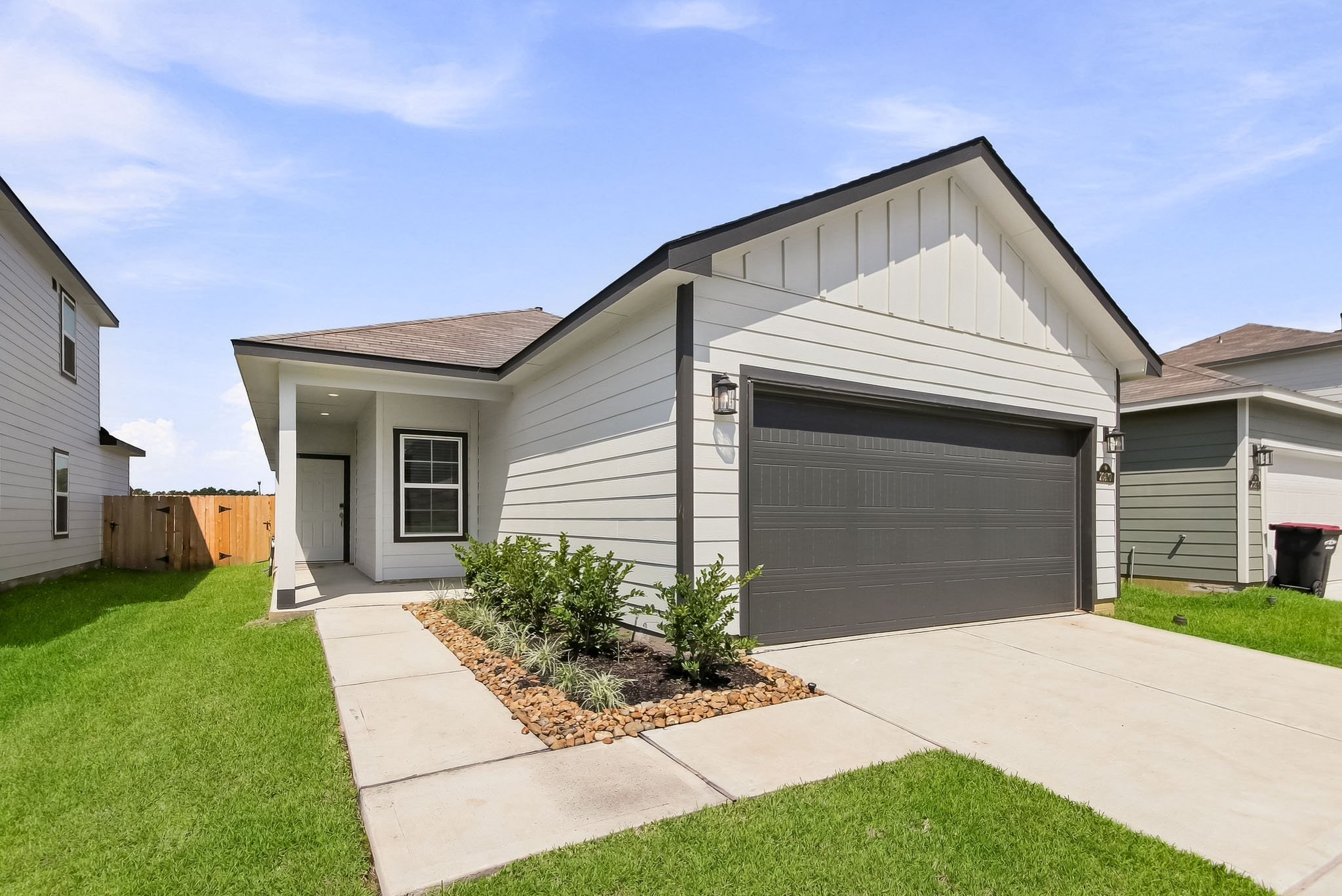 A house with a garage.