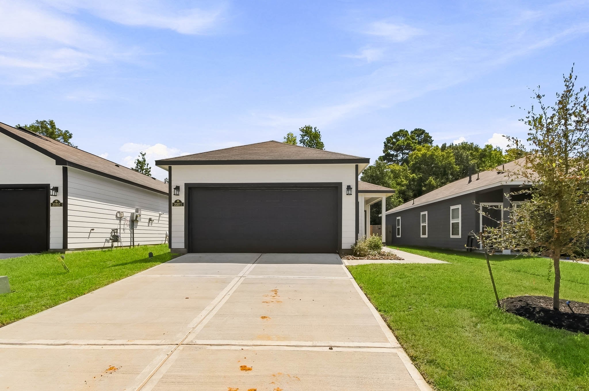 A house with a driveway.