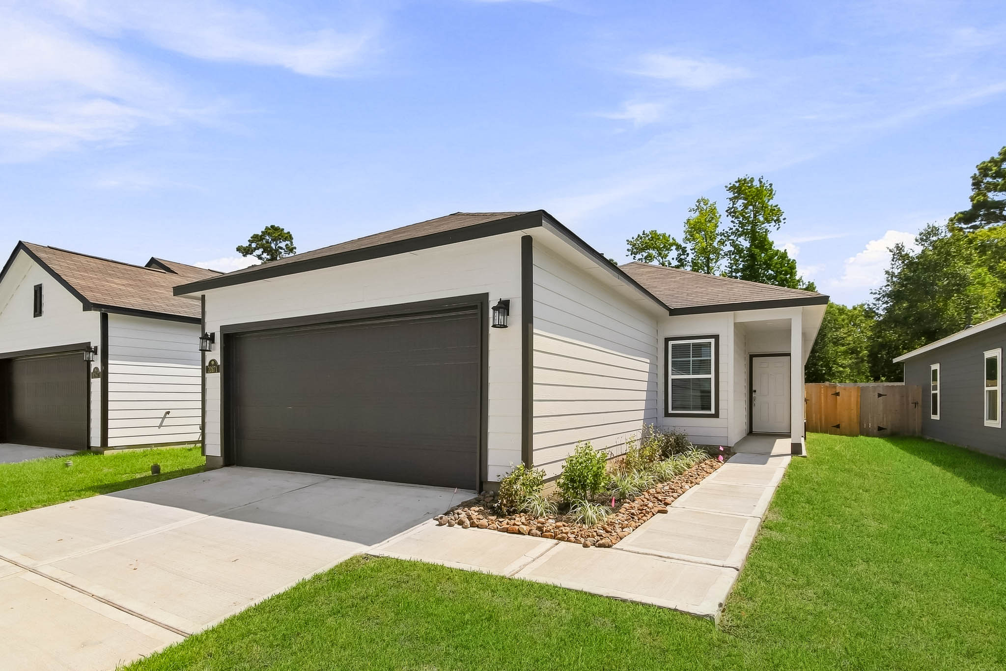 A house with a garage.