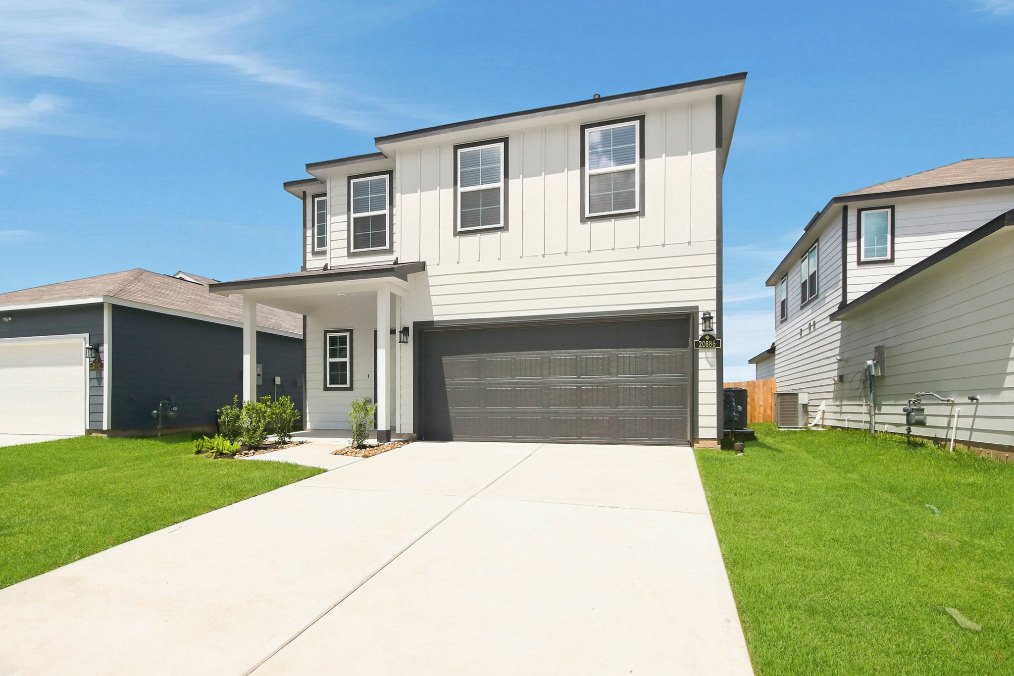 A house with a garage.