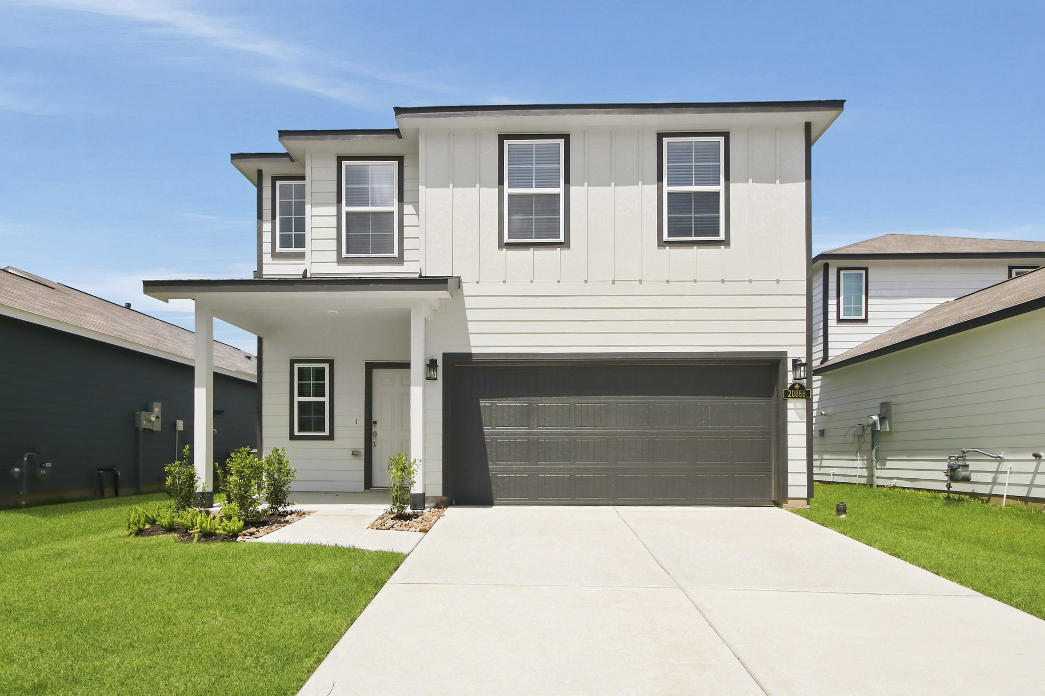 A house with a garage.
