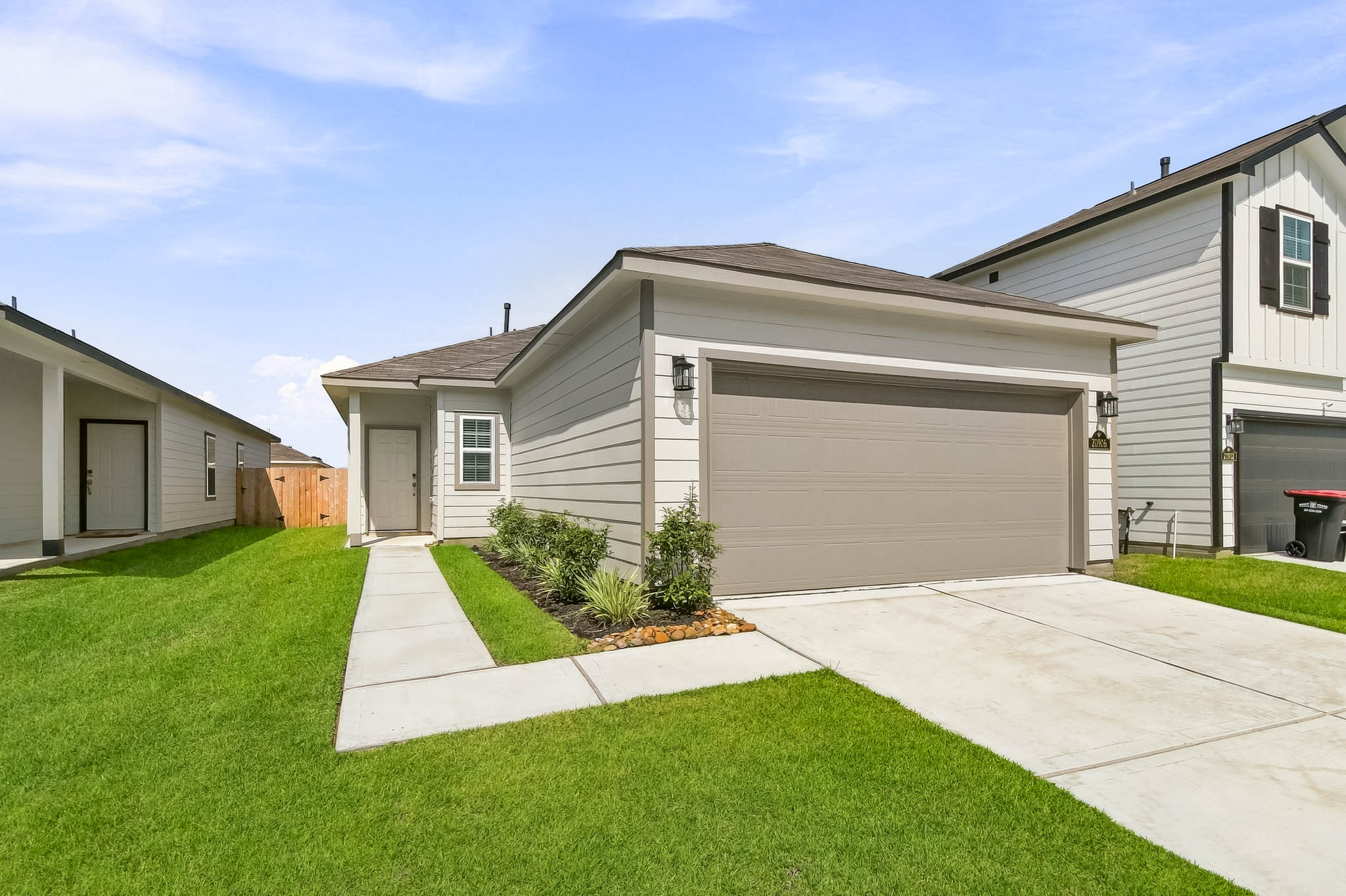 A house with a garage.
