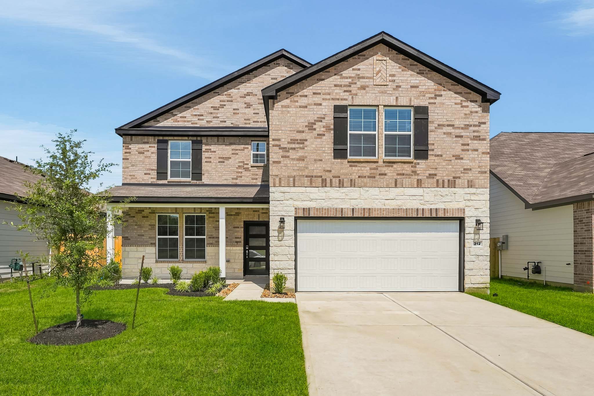 A house with a garage.