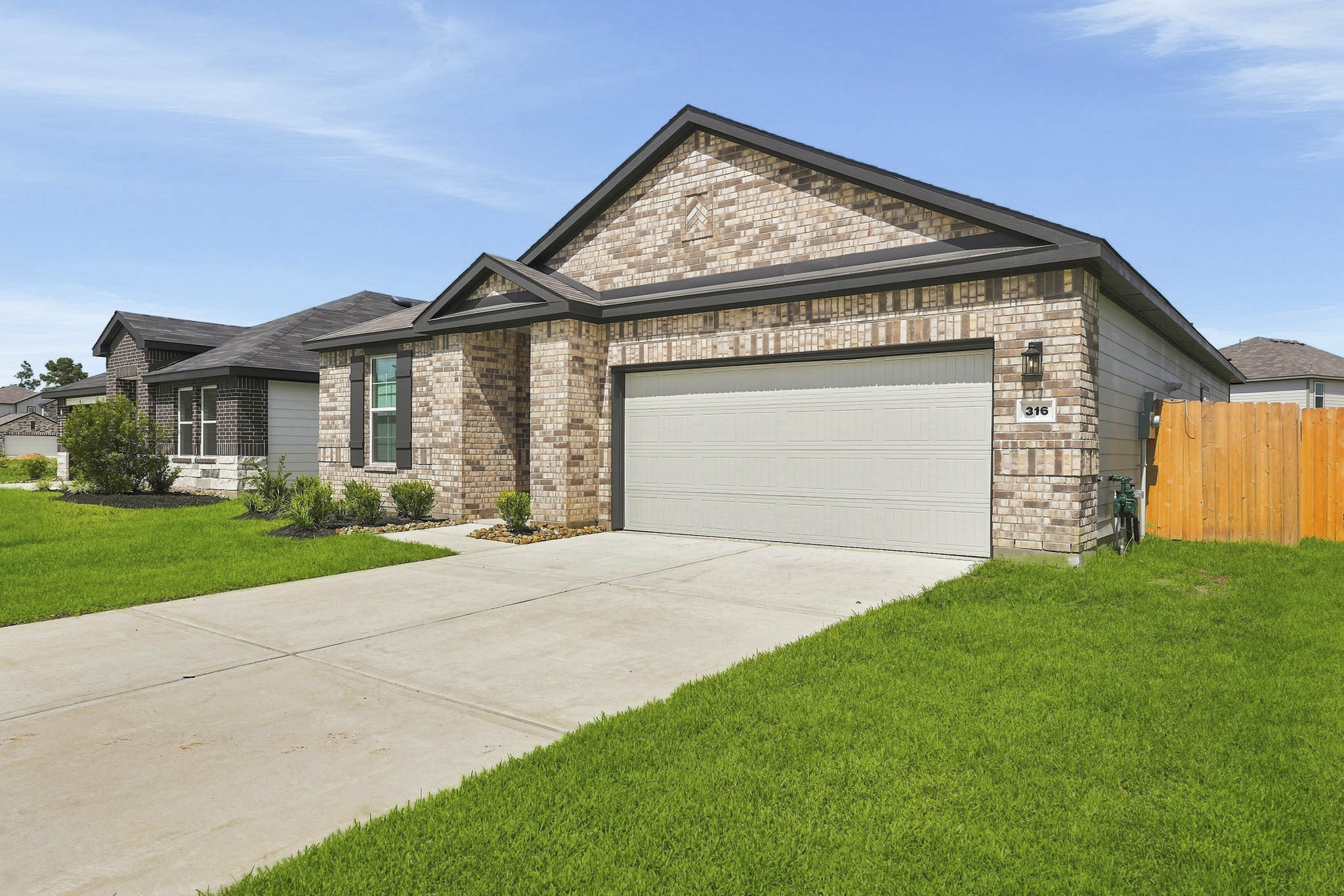 A house with a garage.