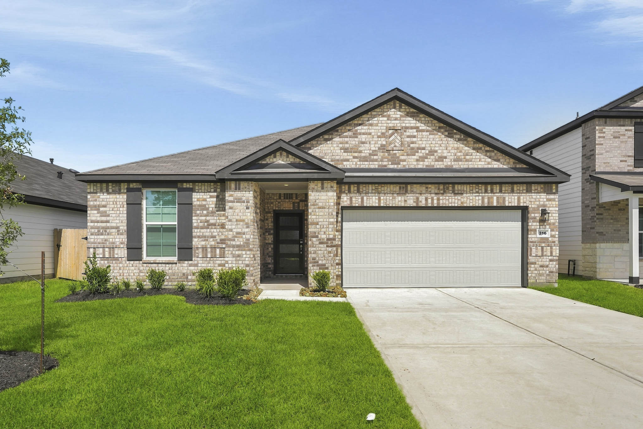 A house with a garage.