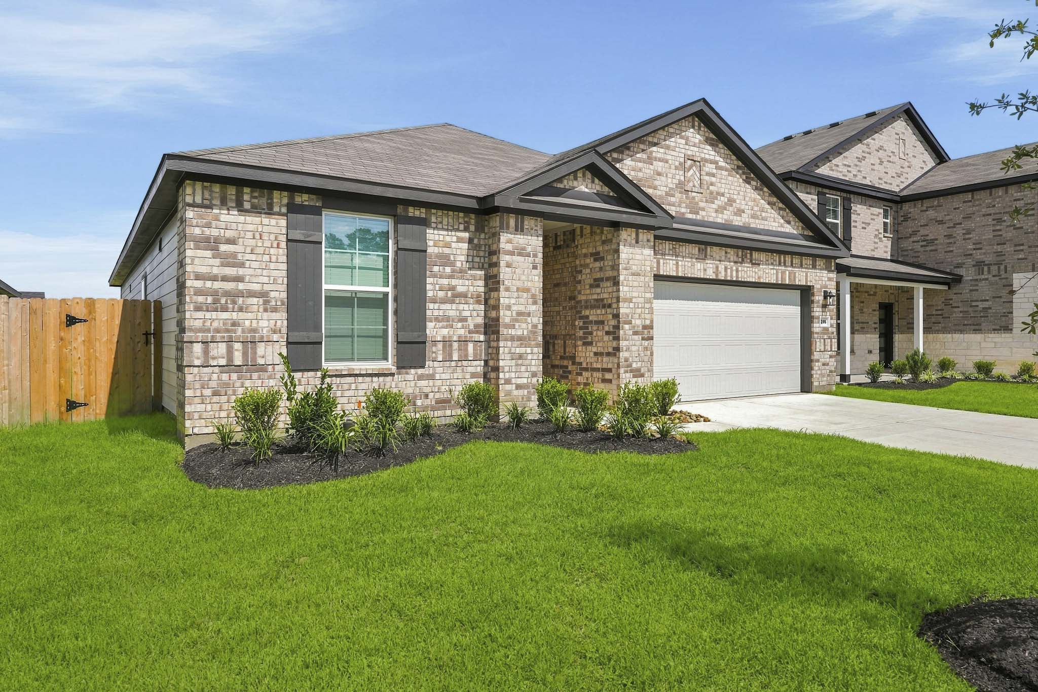 A house with a garage.
