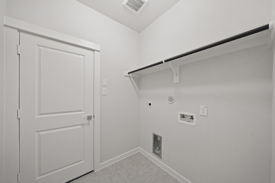 A white door in a room.