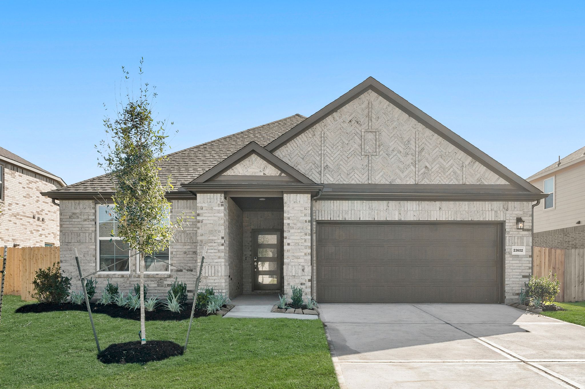 A house with a garage.