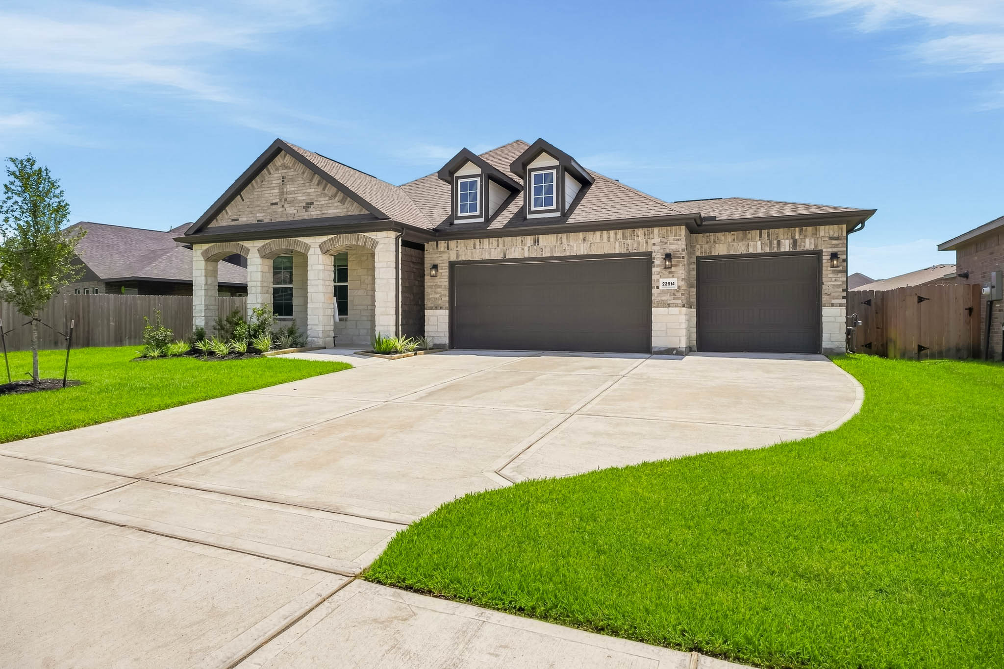 A house with a driveway.