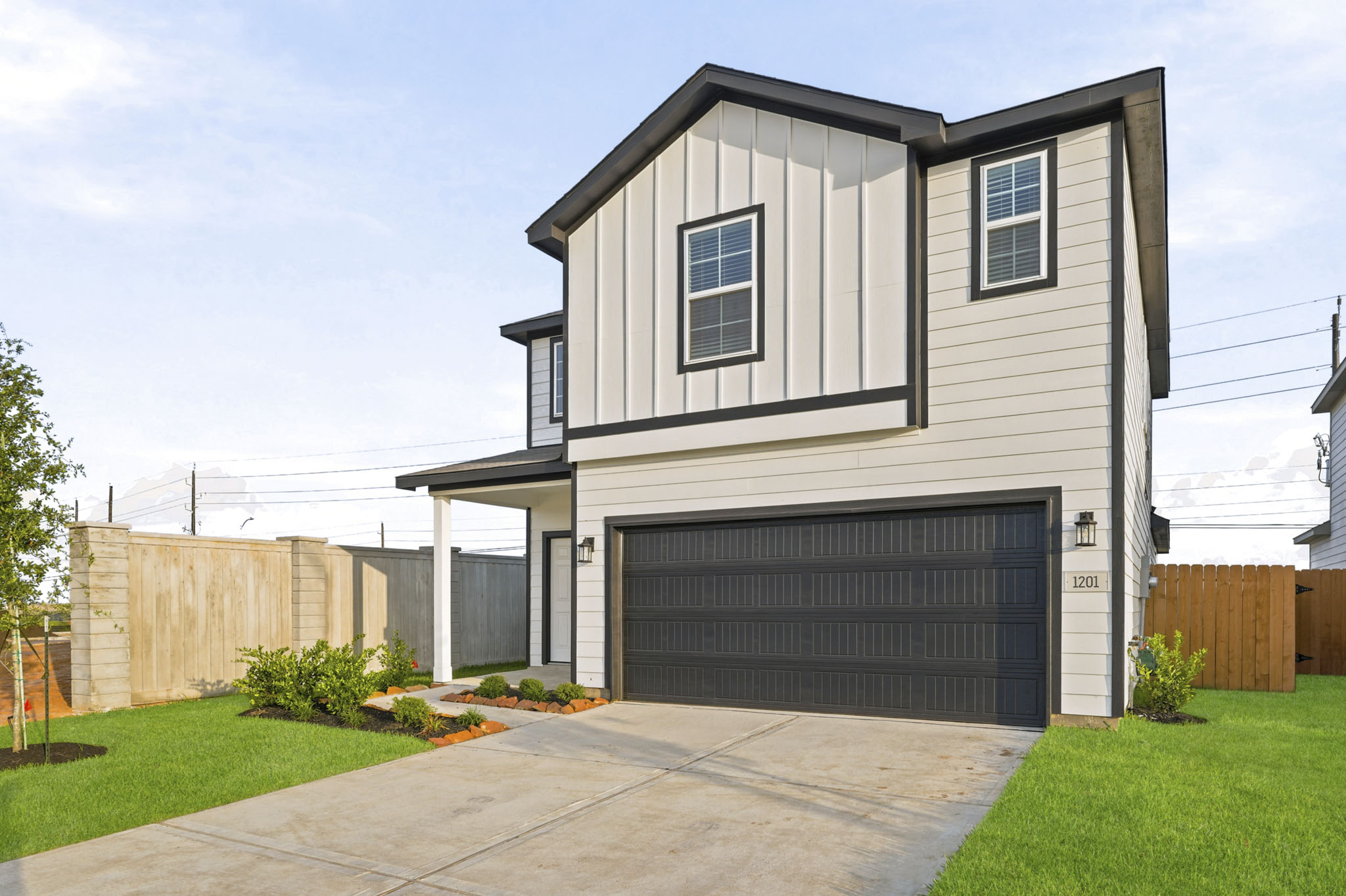 A house with a garage.
