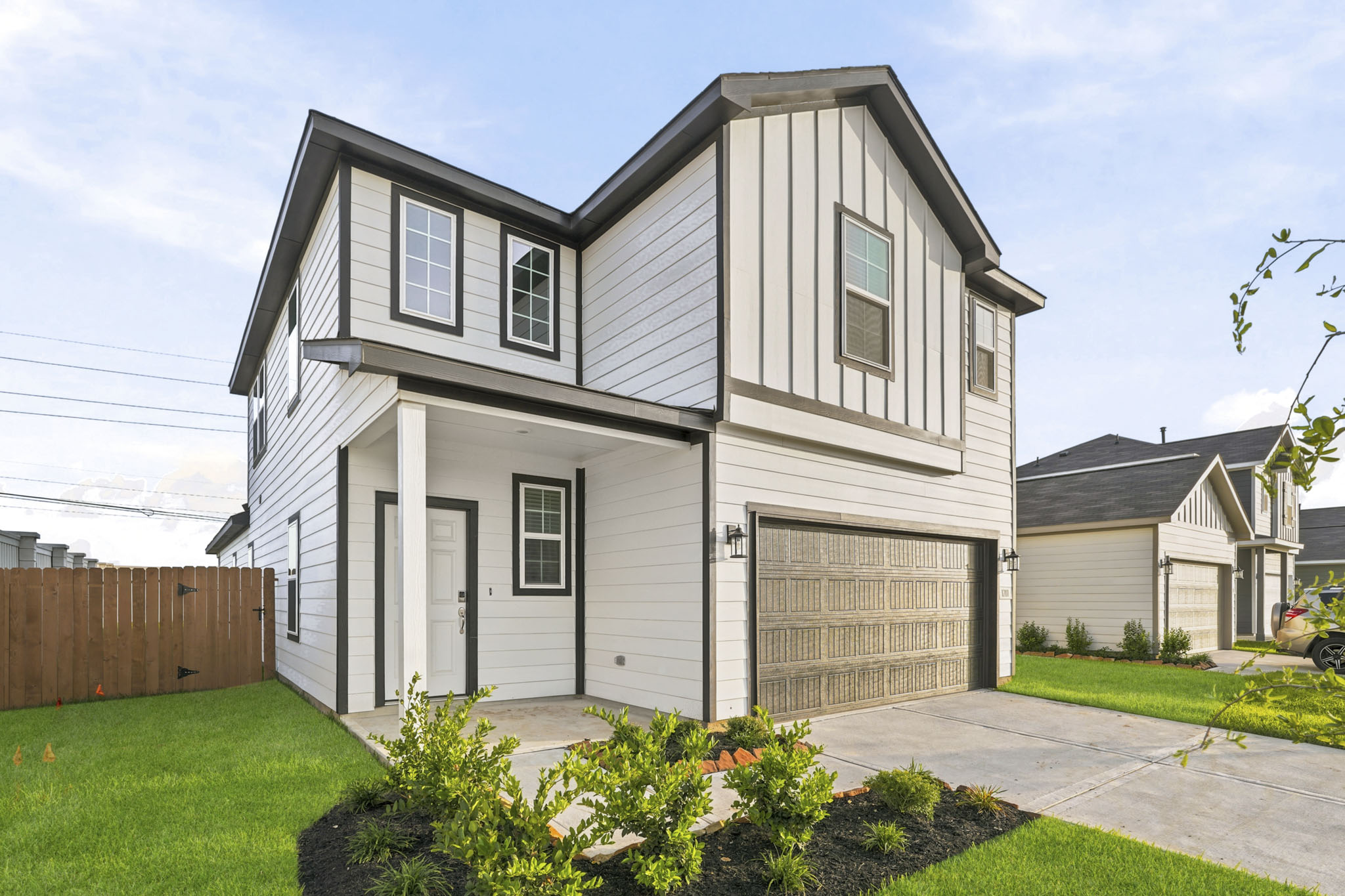 A house with a garage.