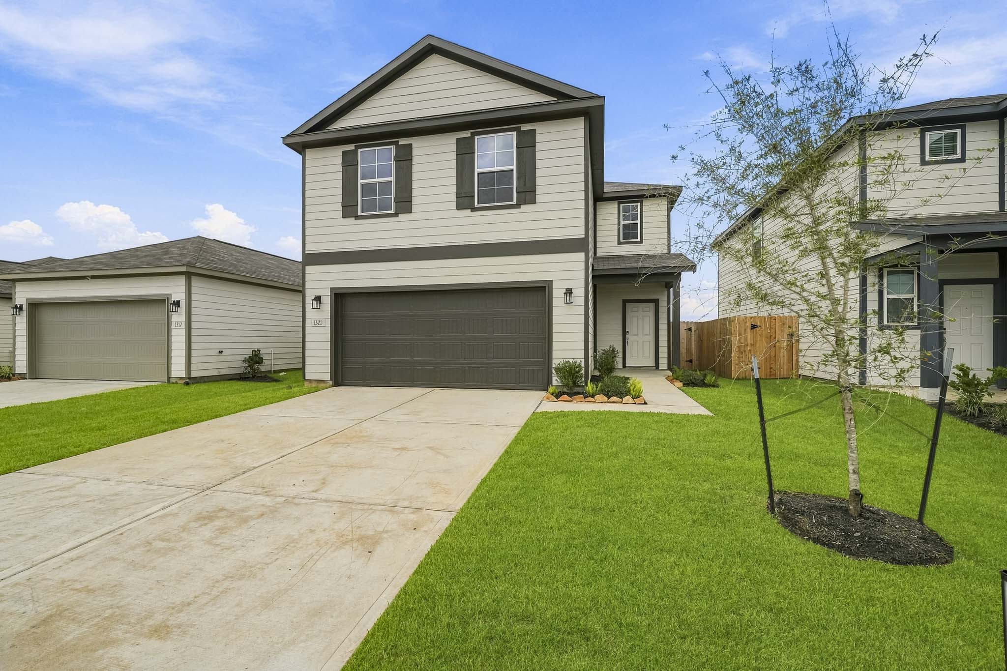 A house with a driveway.