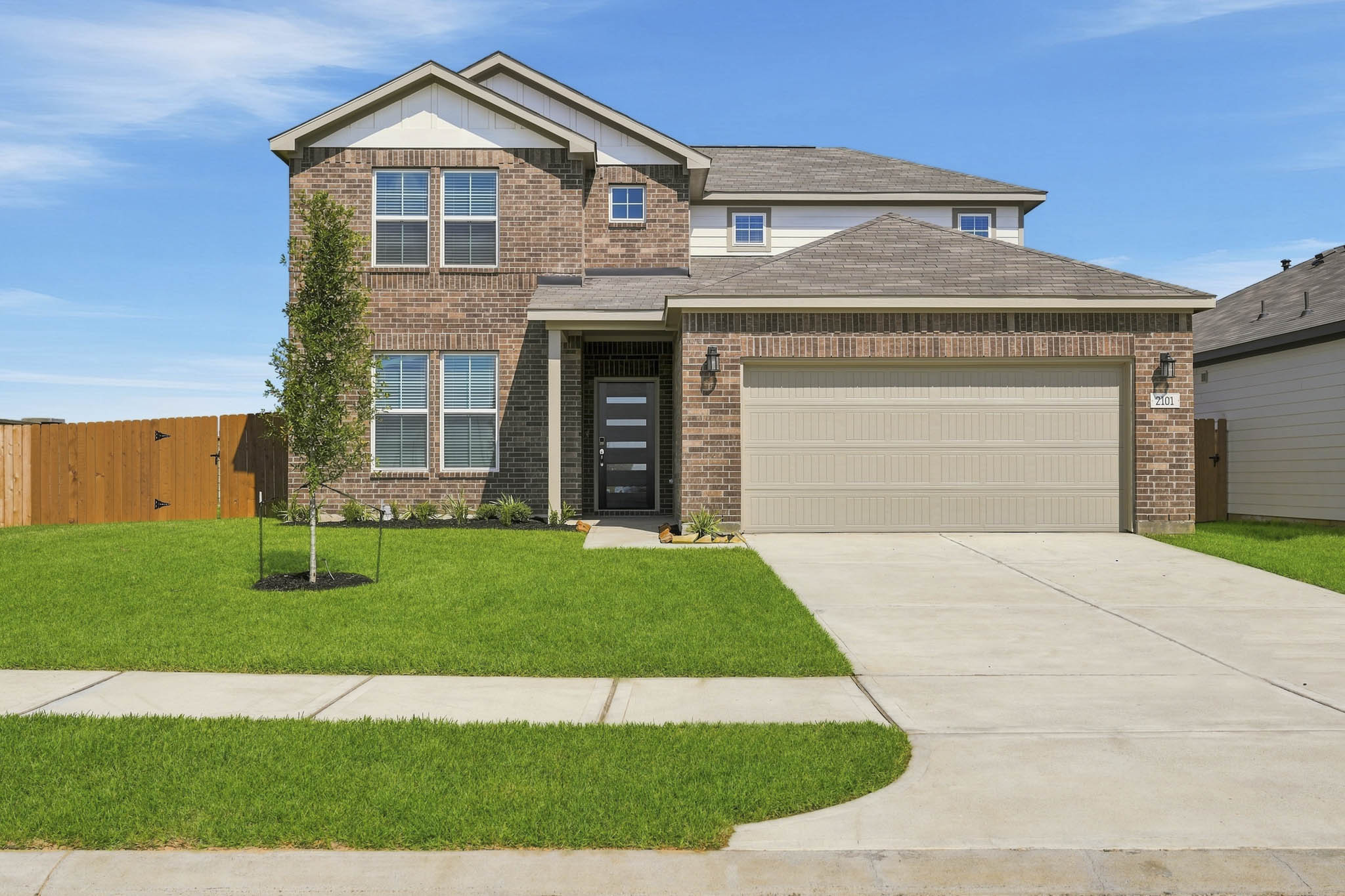 A house with a driveway.
