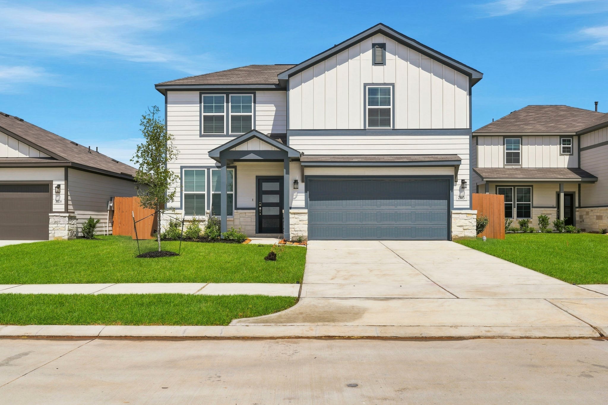 A house with a driveway.