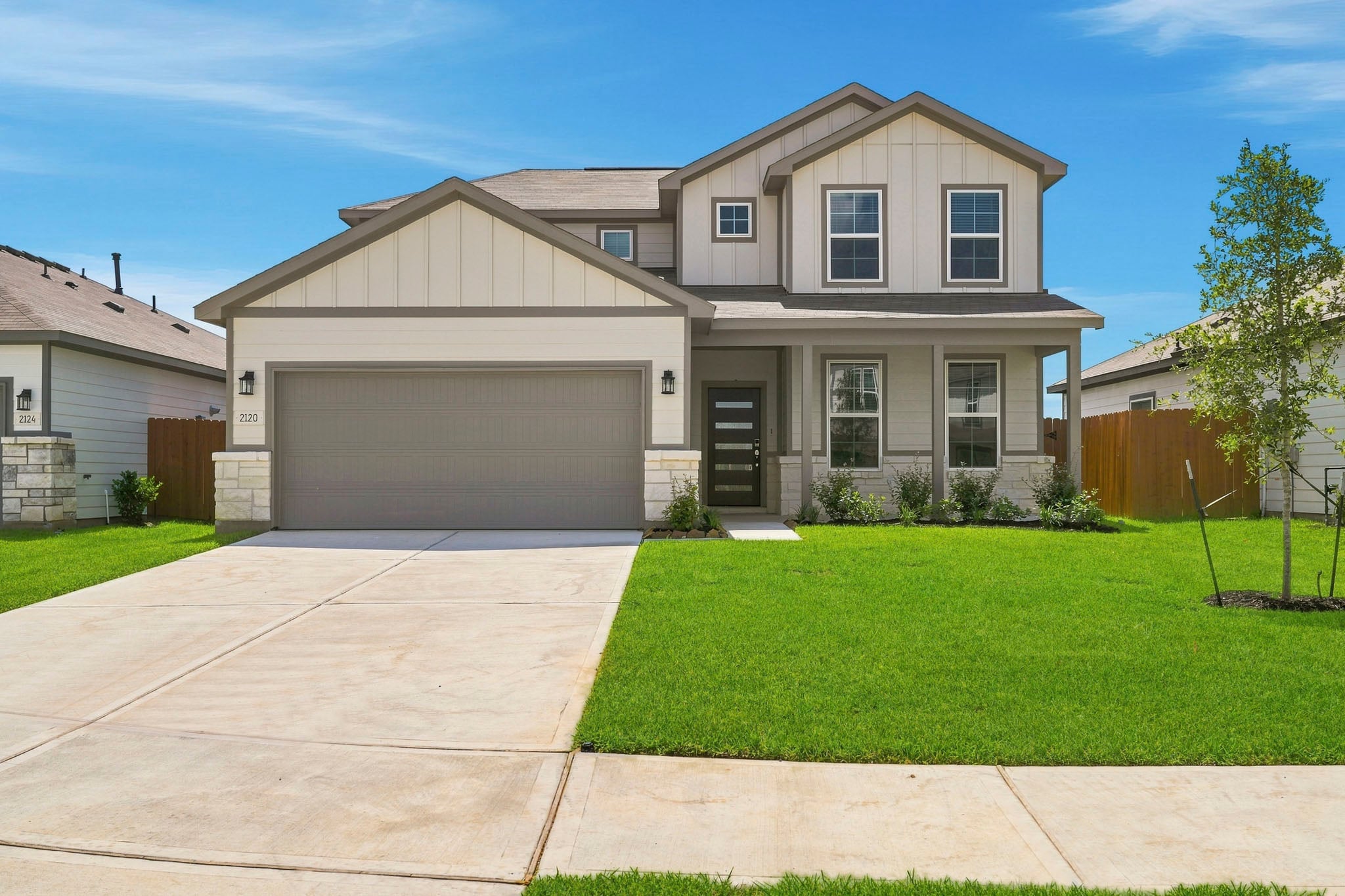 A house with a garage.