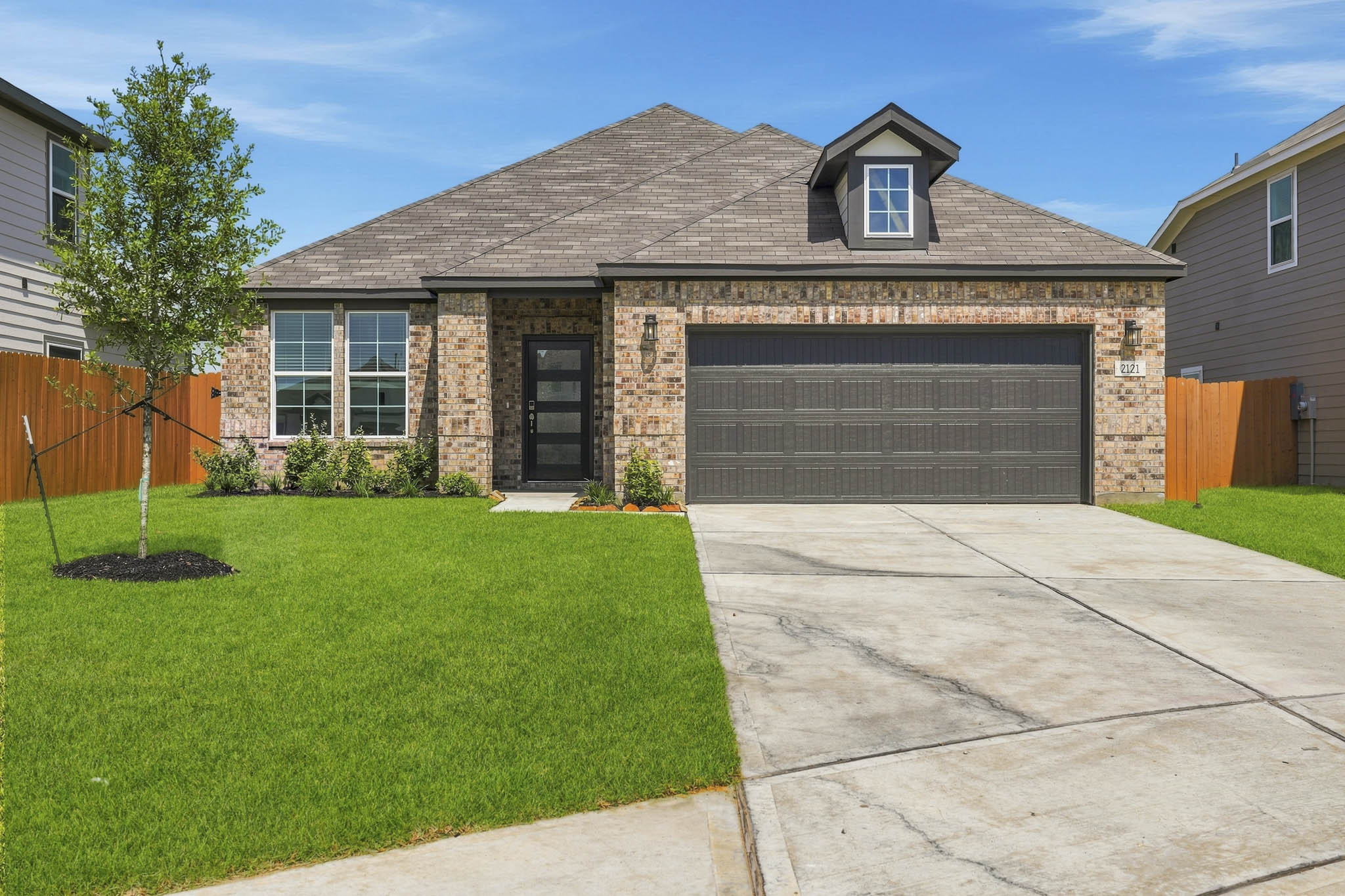 A house with a driveway.