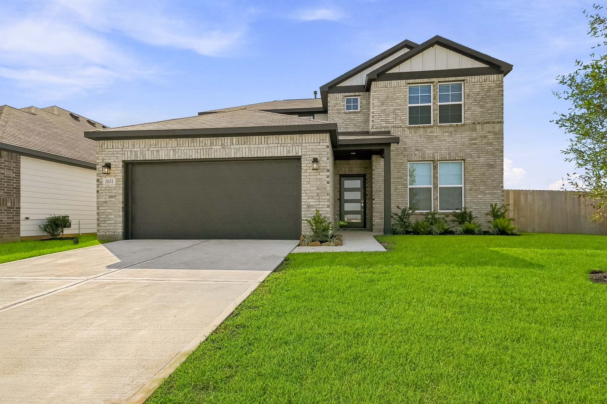 A house with a garage.