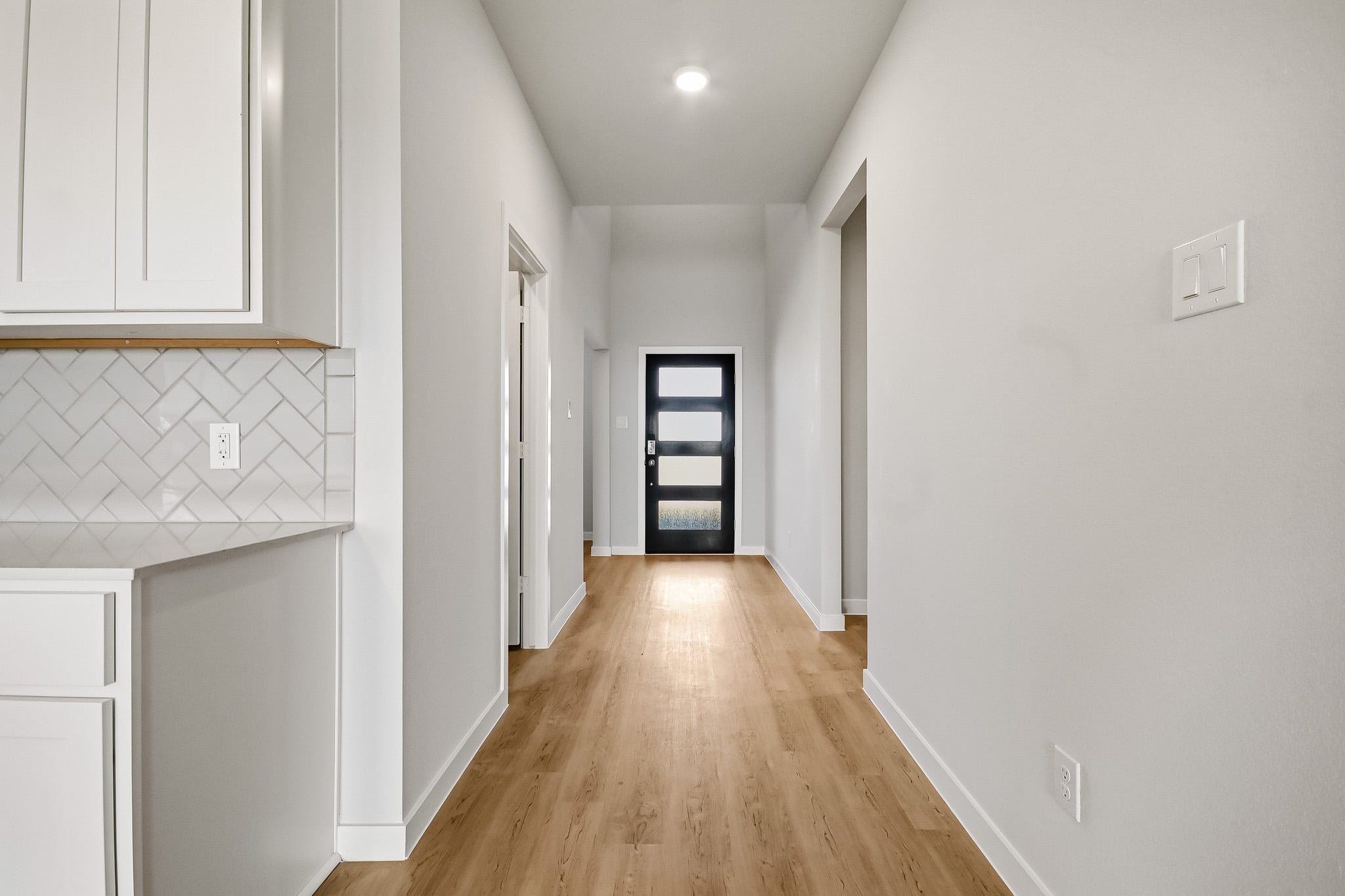 A room with white walls.
