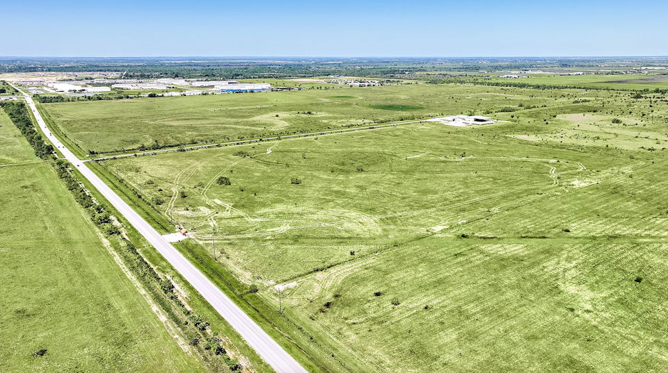 A road in a field.
