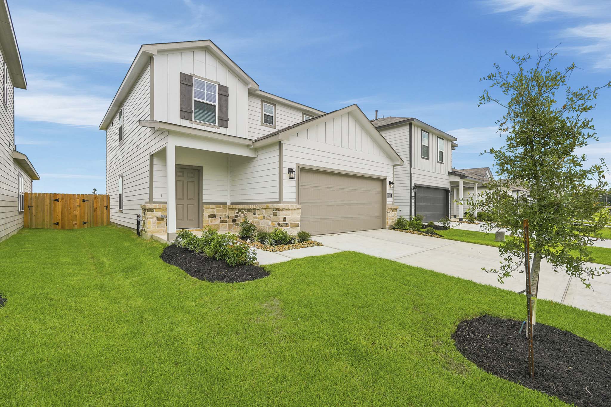 A house with a lawn.