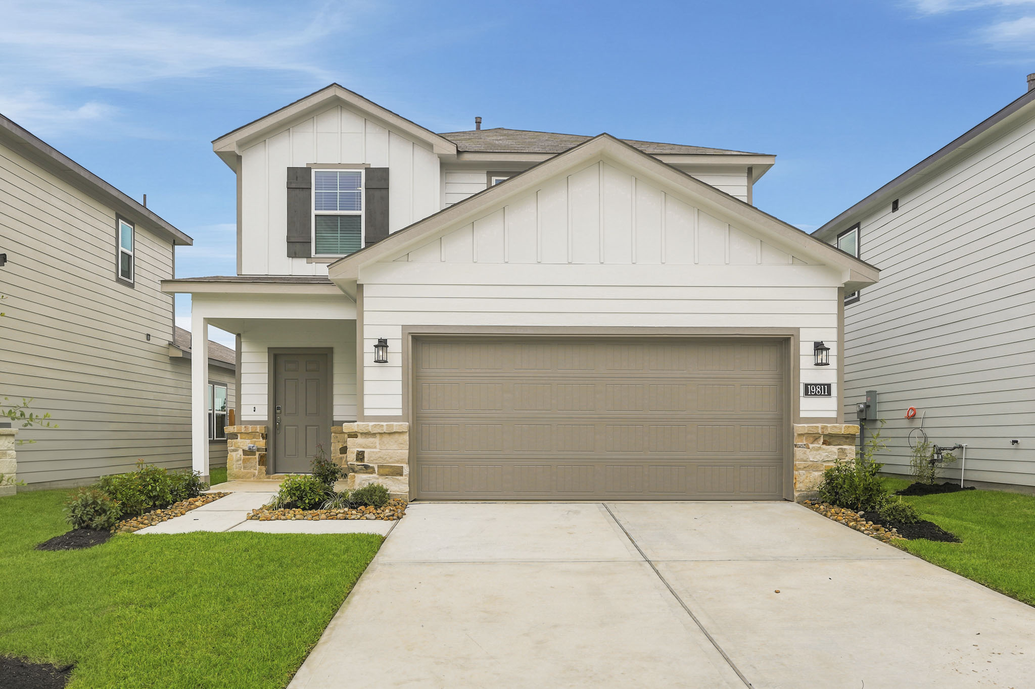 A house with a garage.