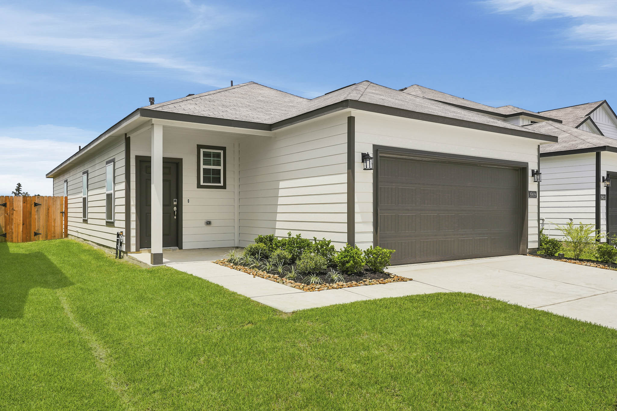A house with a garage.
