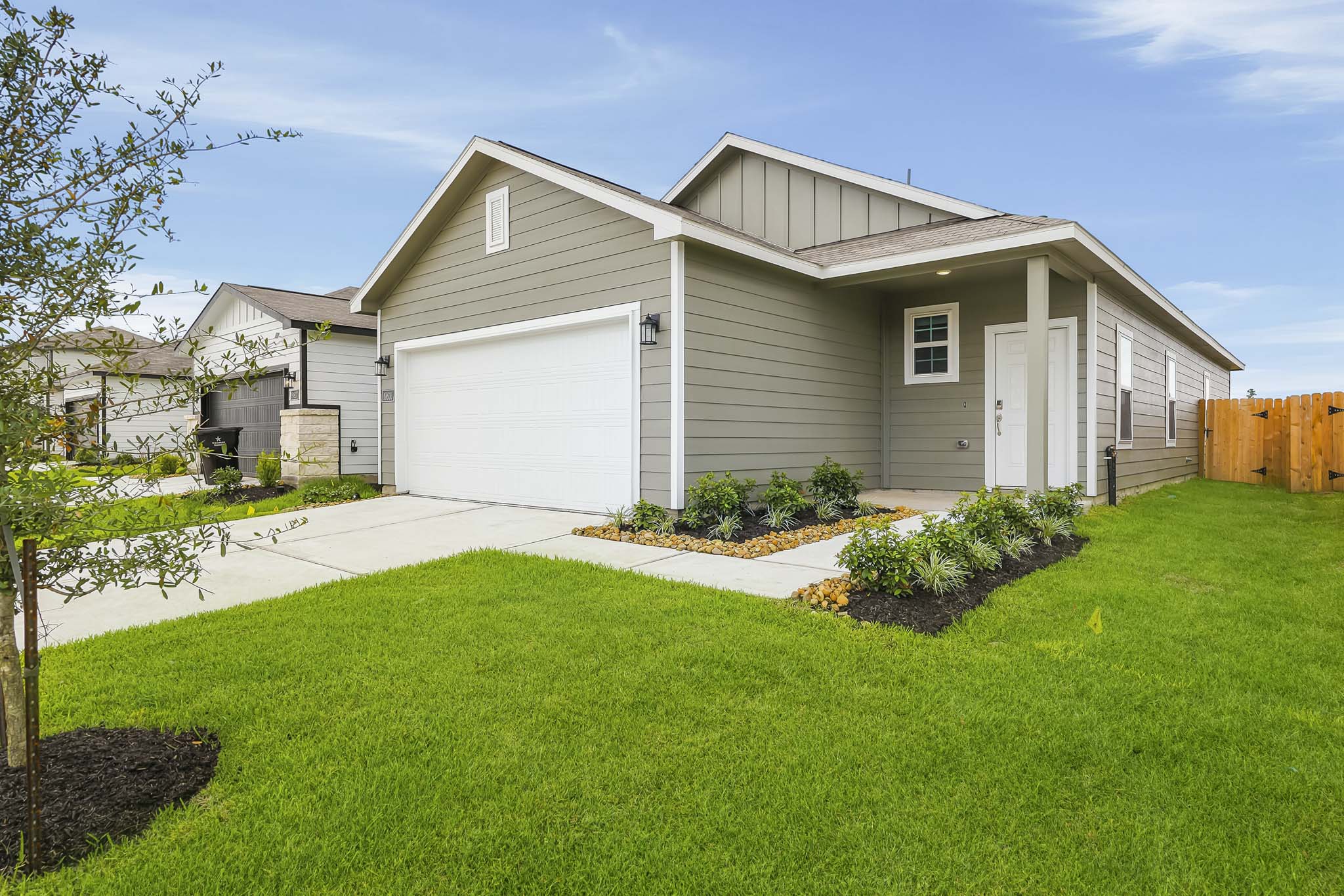 A house with a garage.
