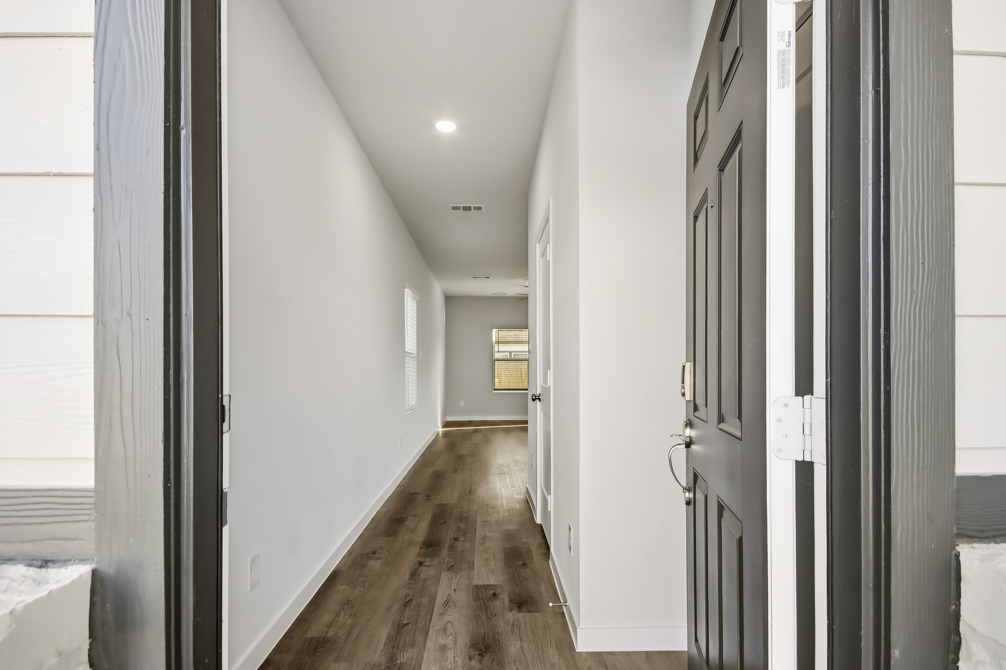 A hallway with doors.