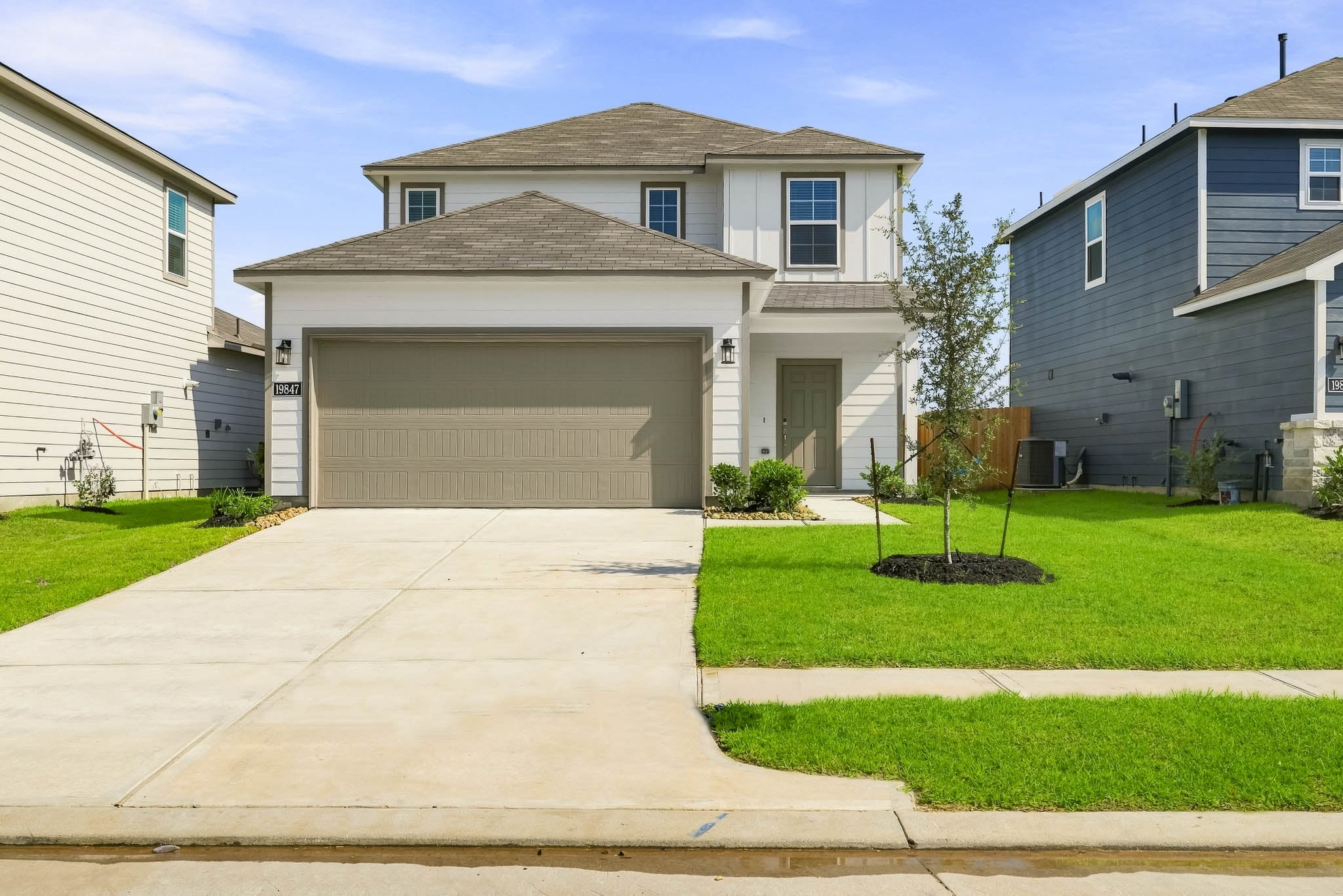 A house with a garage.