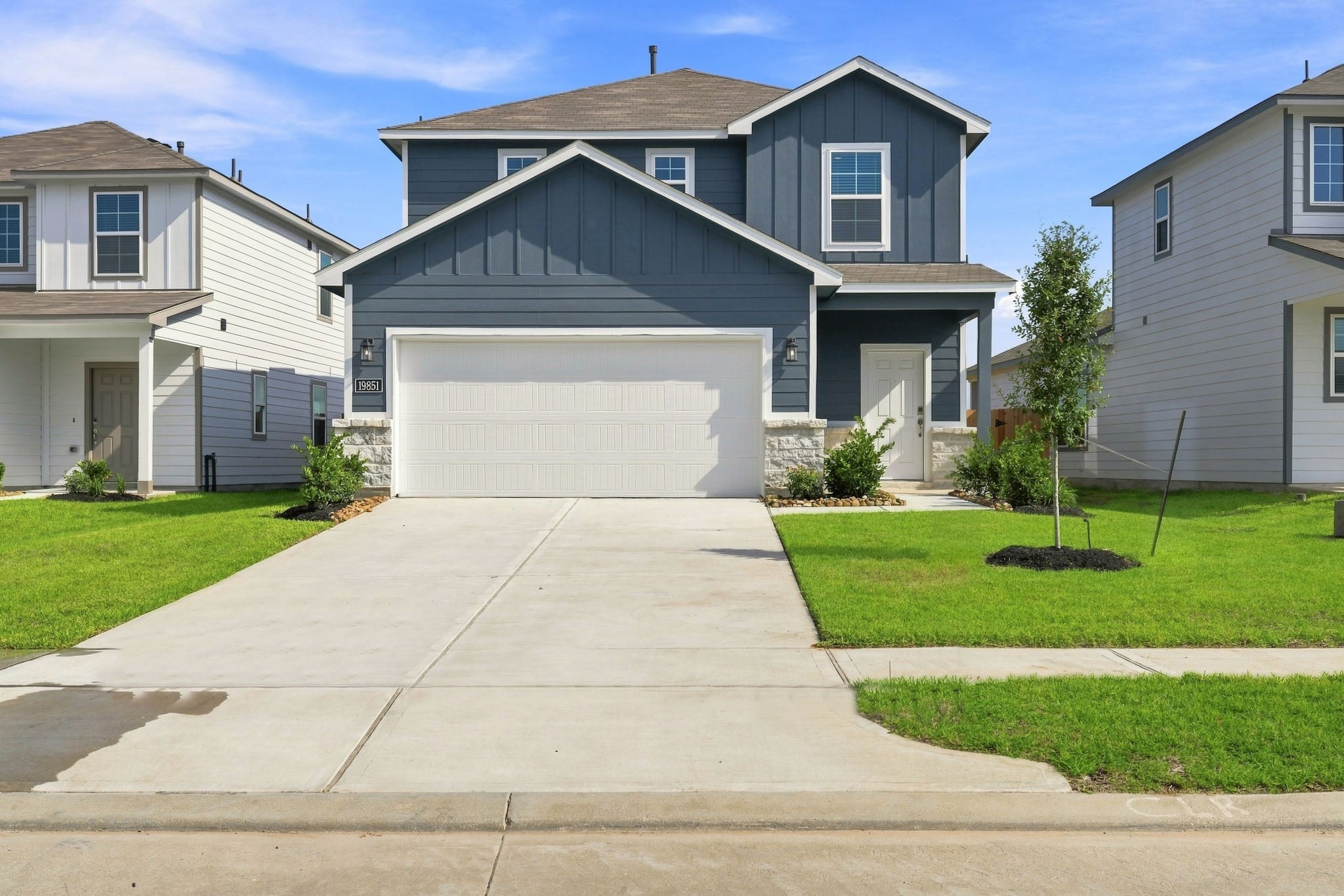 A house with a garage.