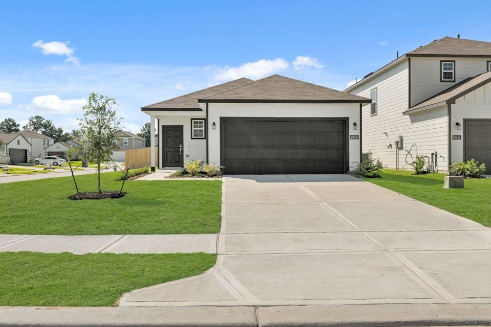 A house with a garage.