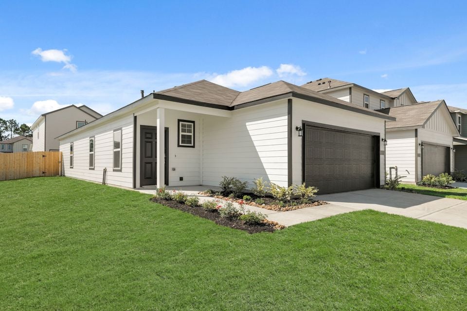 A house with a garage.