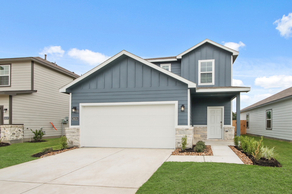 A house with a garage.