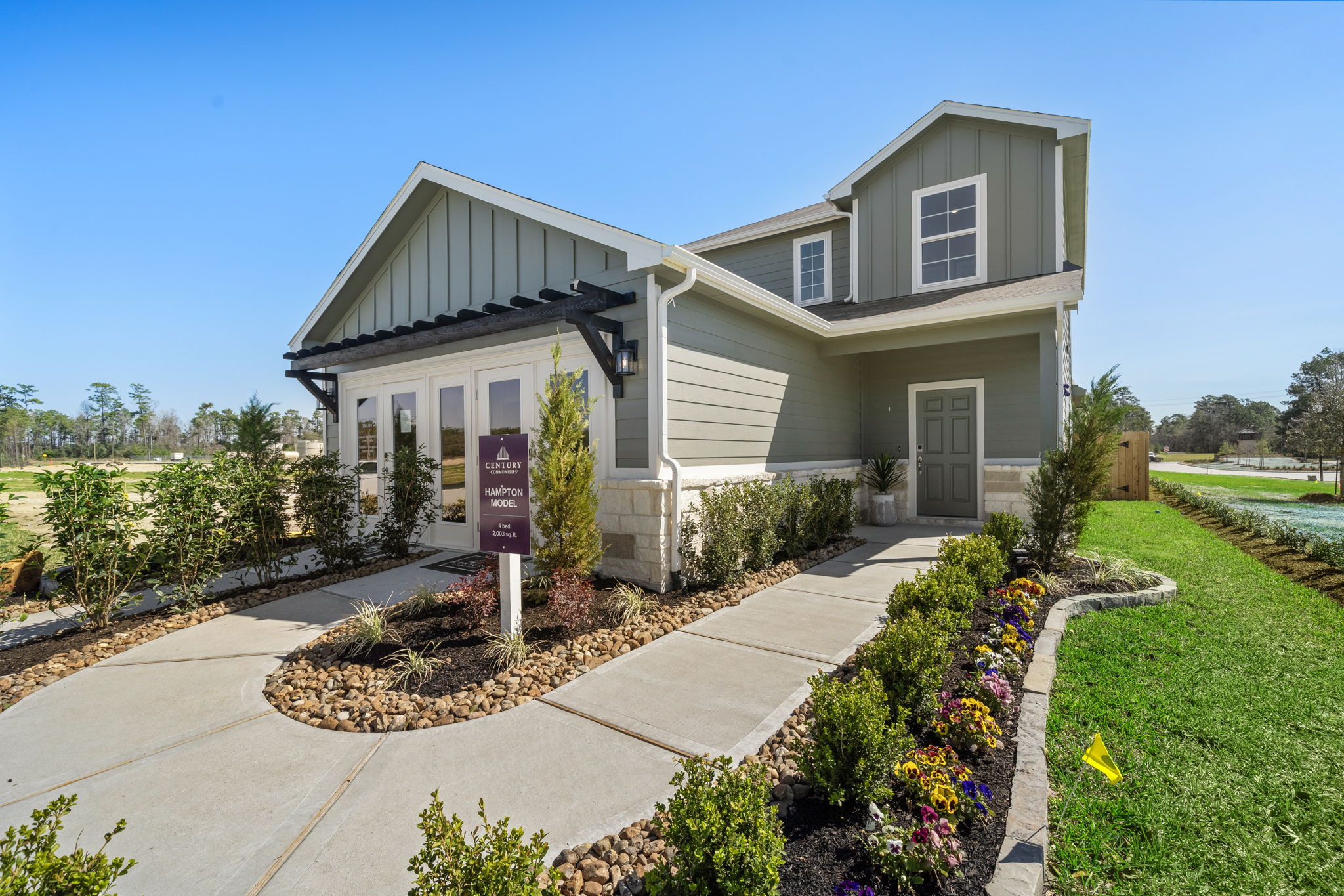 A house with a driveway.