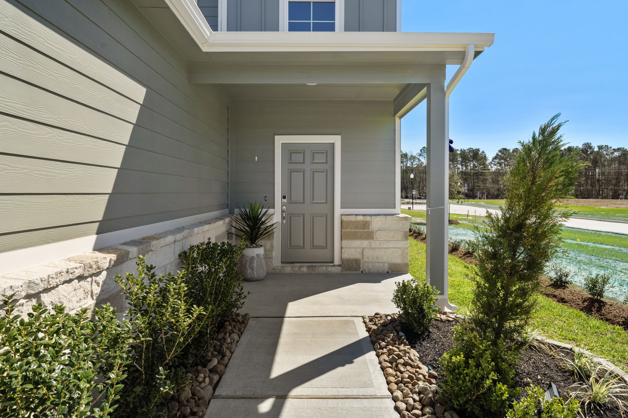A house with a front yard.