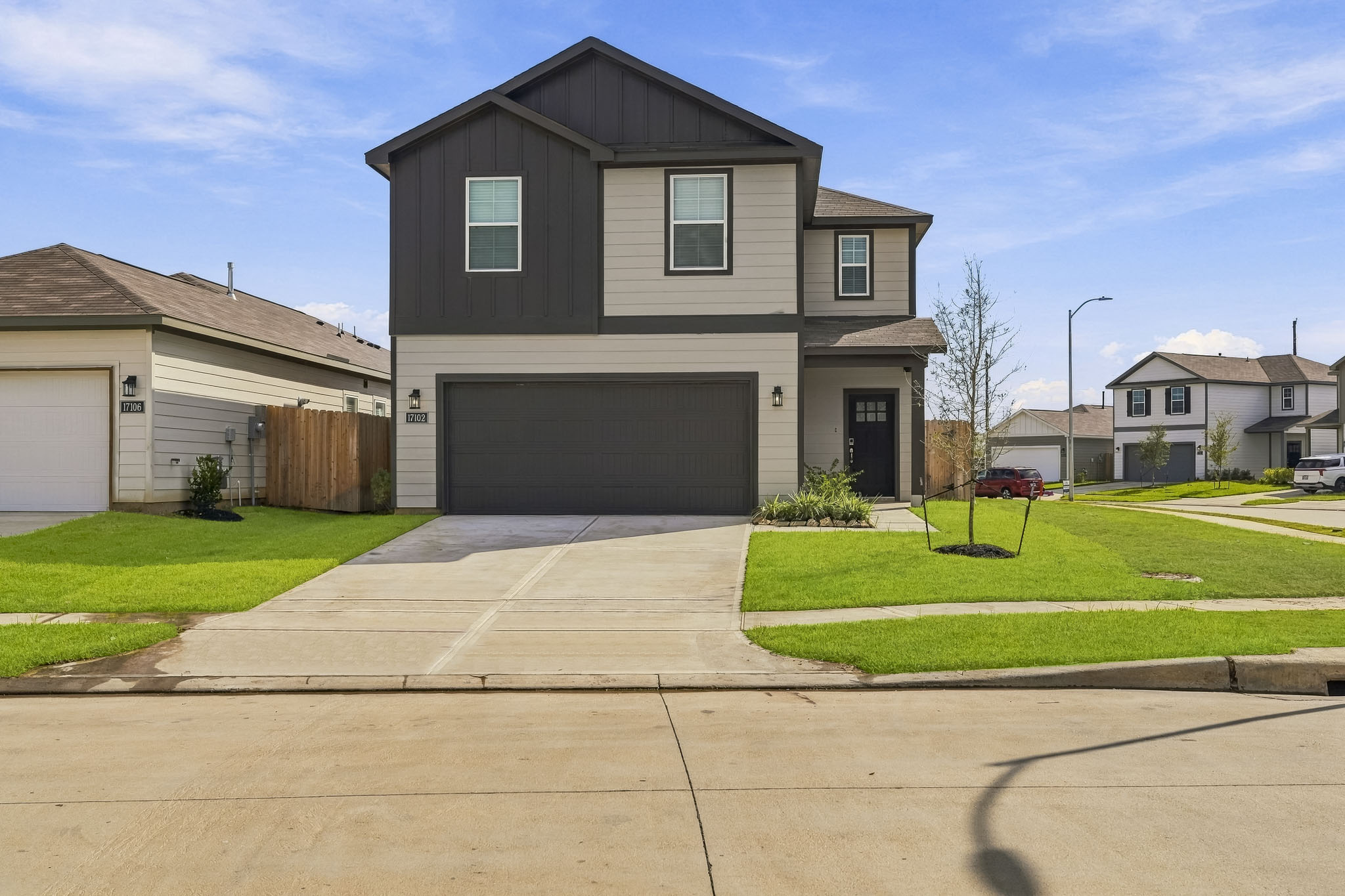 A house with a driveway.