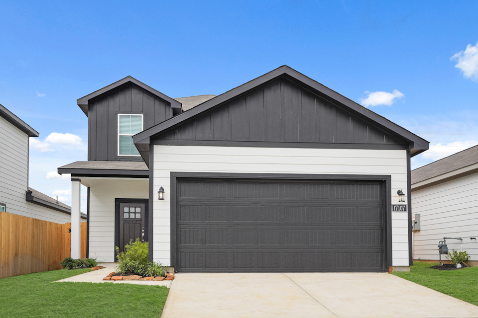 A house with a garage.
