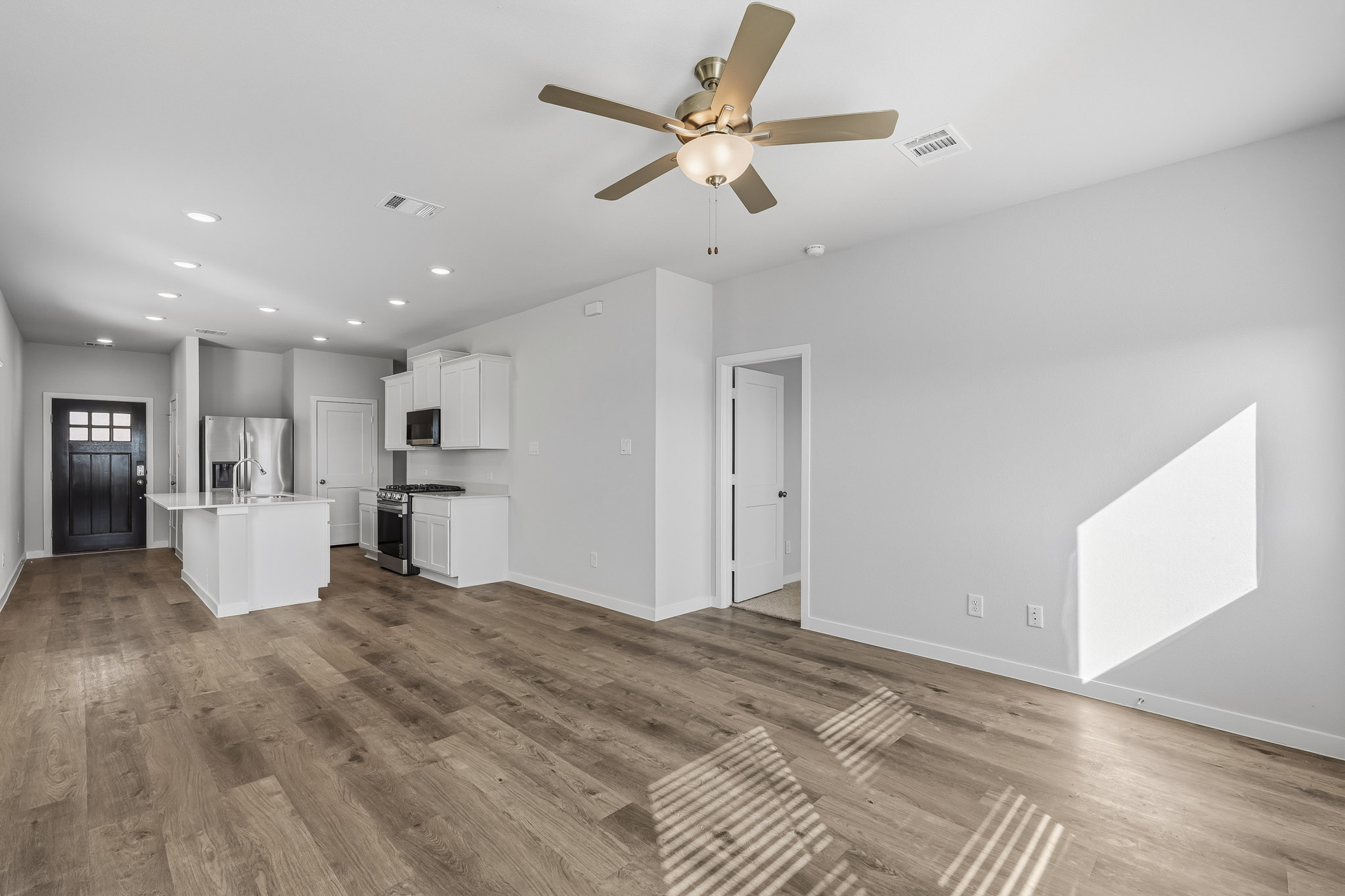 A large empty living room.