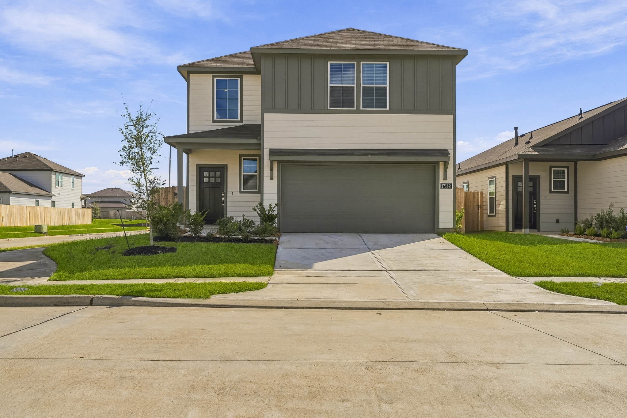 A house with a driveway.