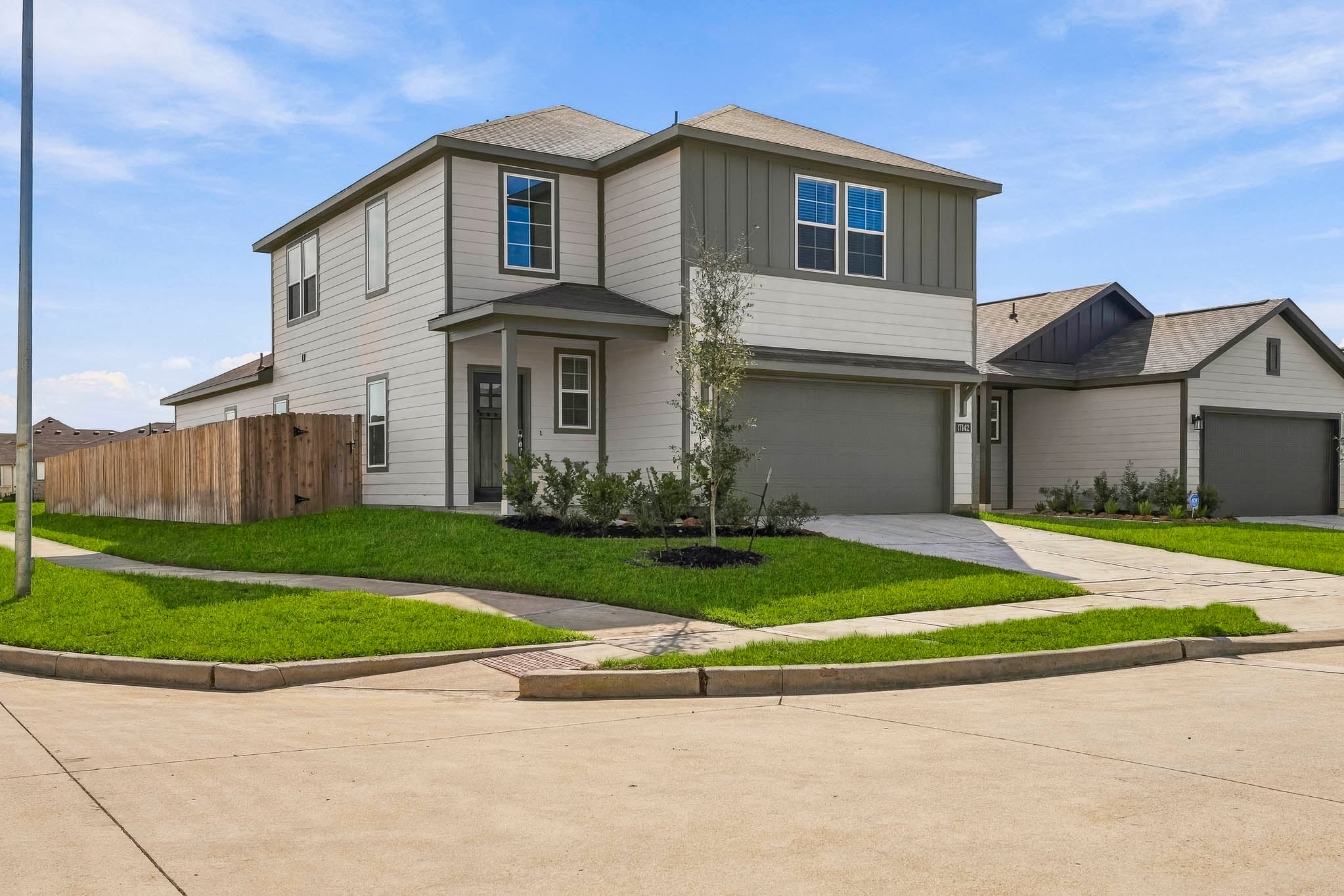 A house with a driveway.