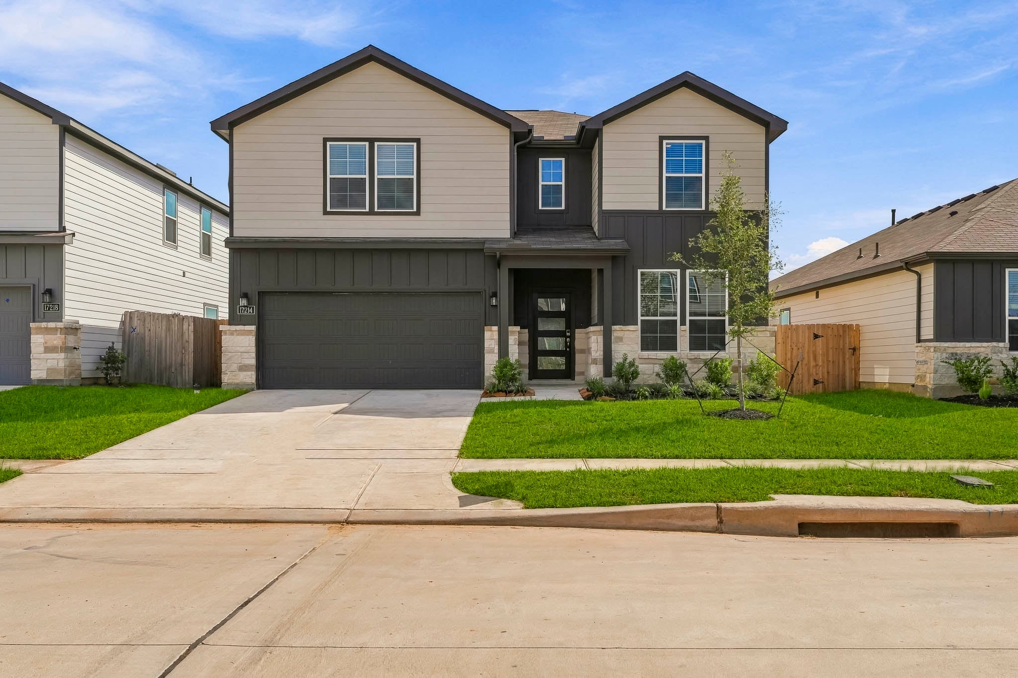 A house with a driveway.