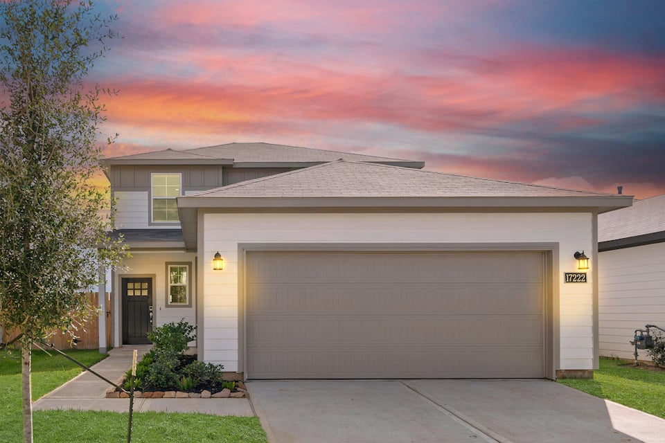 A house with a garage.