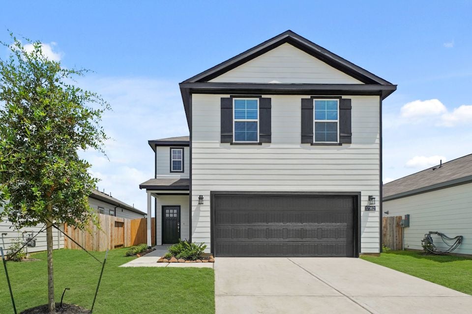 A house with a garage.