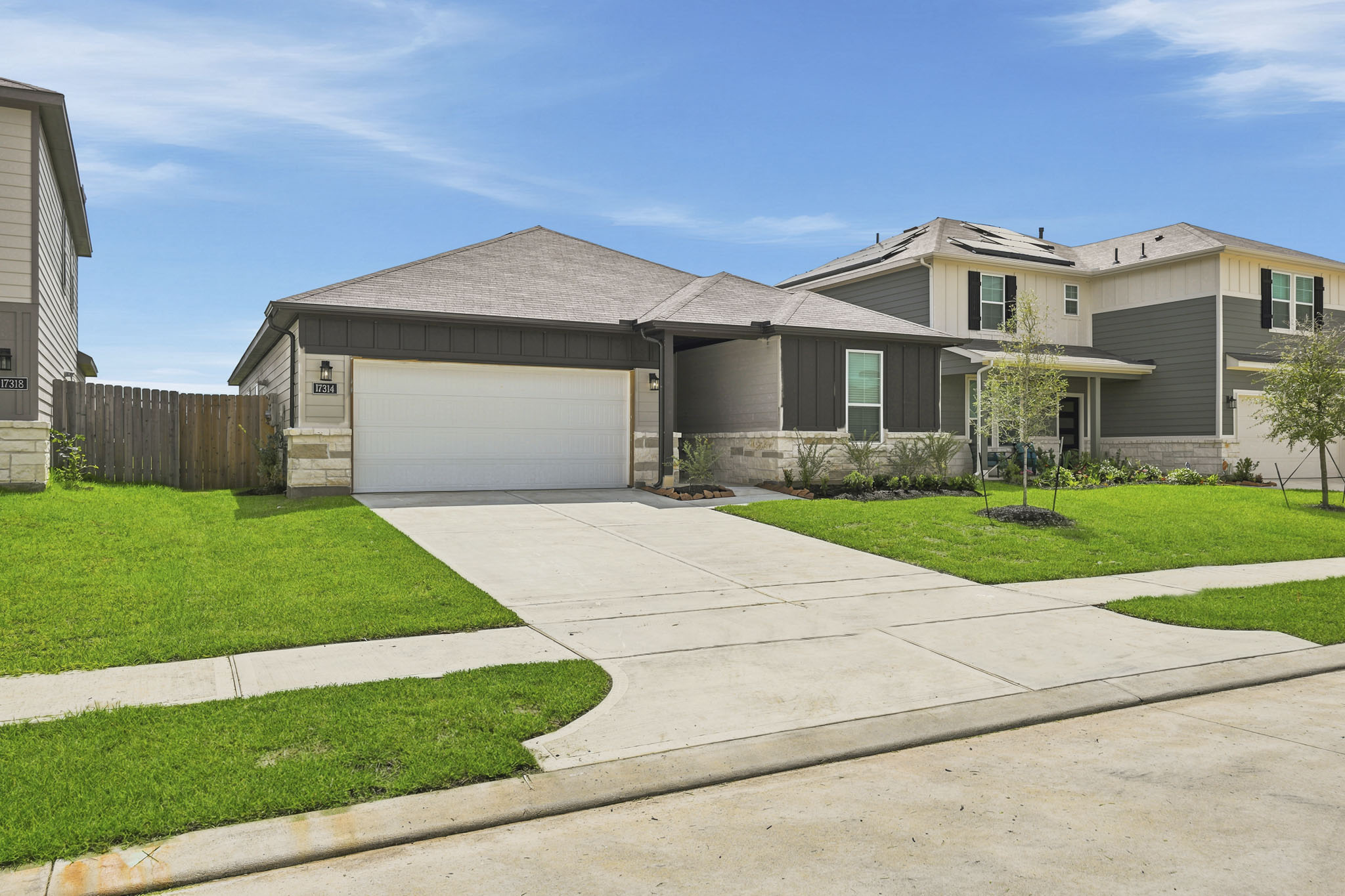 A house with a garage.