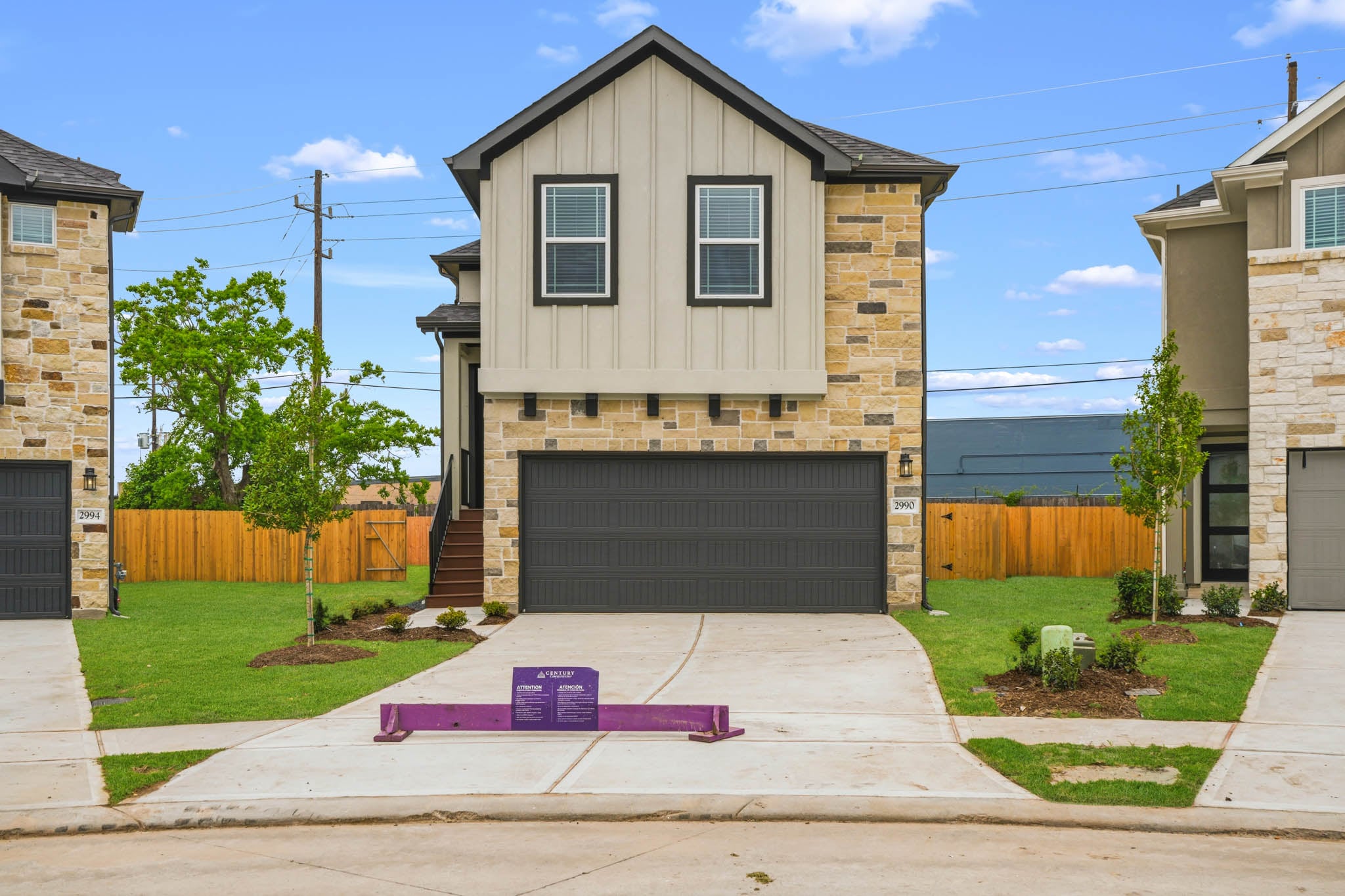 A house with a garage.