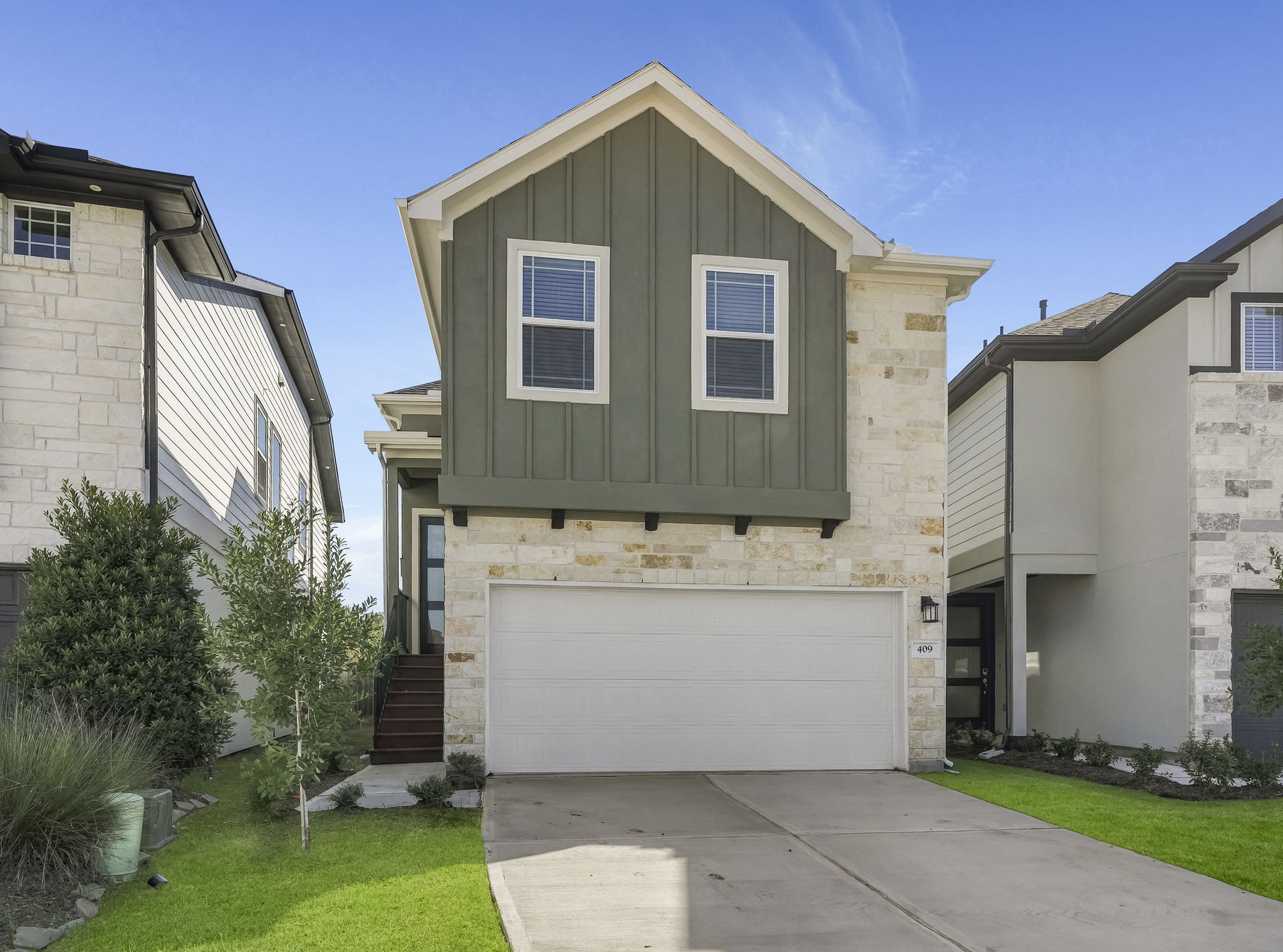 A house with a garage.