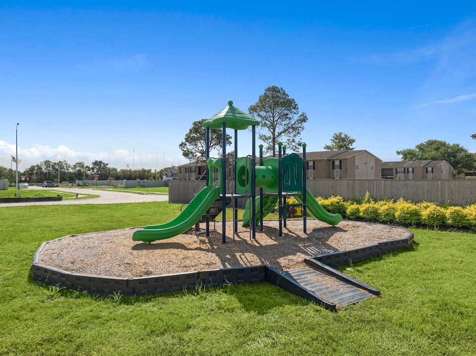 A playground with a slide.